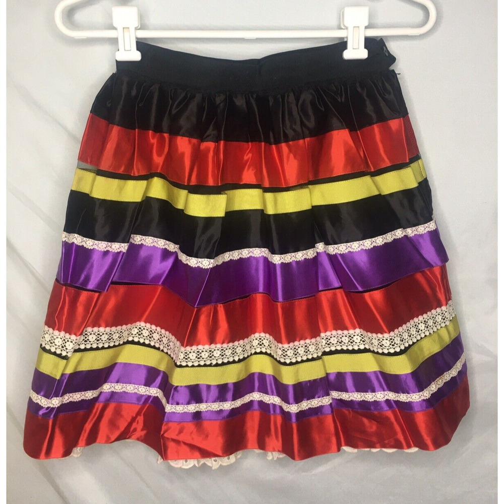 Ribbon Skirt Tiered Satin Lace Grosgrain Size XS Miss Pat Patsi Collector VTG